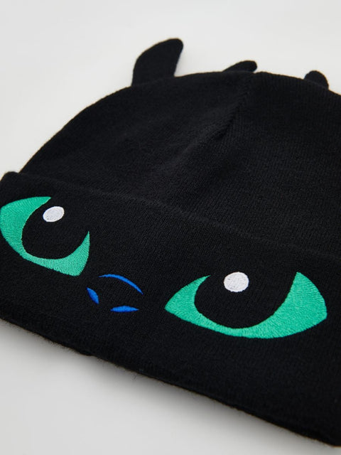 Reserved Boy's Black Toothless Embroidery Beanie |Reserved In Lebanon