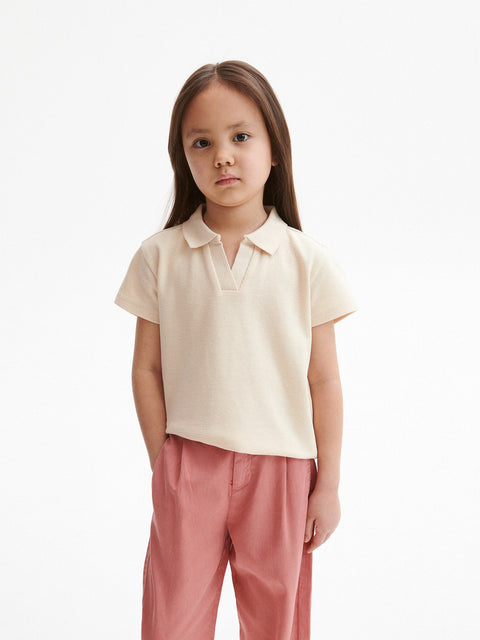 Sinsay Girl's Beige Polo T-Shirt | Sinsay In Lebanon
