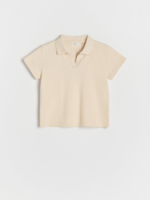 Sinsay Girl's Beige Polo T-Shirt | Sinsay In Lebanon
