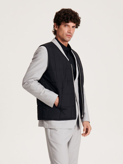 Reserved Men's Black Puffer Quilted Vest | Reserved In Lebanon