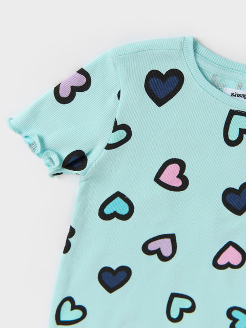 Sinsay Baby Girl's Pale Turquoise Ribbed T-Shirt With Heart Print | Sinsay In Lebanon