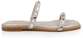 Jewel Badgley Mischka Women's Silver Honesty Flat Gemstone-Studded Straps Slipper | Jewel Badgley Mischka in Lebanon