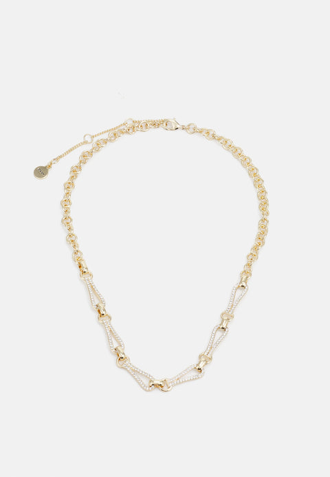 DKNY Women's Gold Looped Pave Frontal Necklace | DKNY In Lebanon