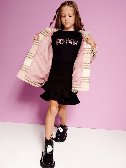 Reserved Girl's Black Harry Potter Printed Round Neck Long Sleeve Blouse | Reserved In Lebanon