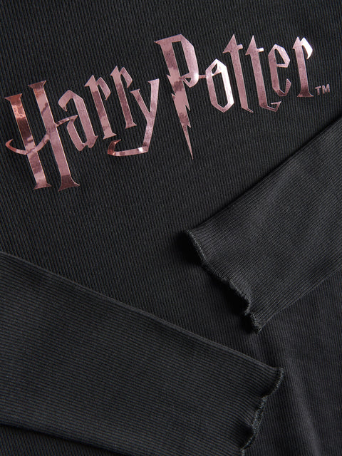 Reserved Girl's Black Harry Potter Printed Round Neck Long Sleeve Blouse | Reserved In Lebanon
