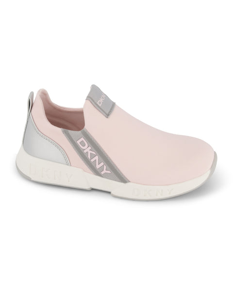 DKNY Women's Baby Pink & Gray Maddie Stripe Slip On Sneakers | DKNY In Lebanon