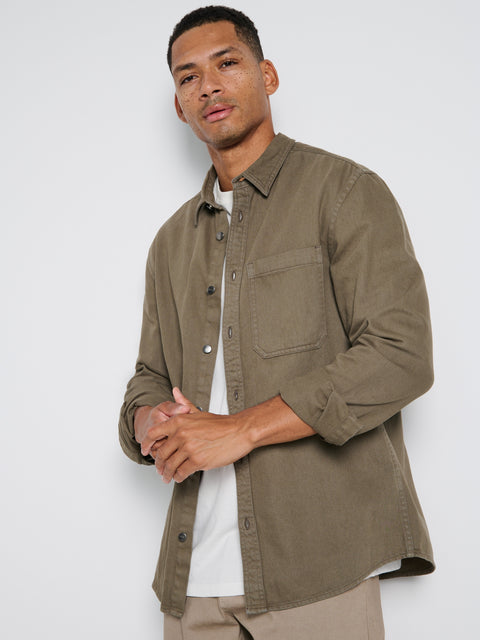 Sinsay Men's Olive Green Regular Fit Cotton Long Sleeve Shirt|Sinsay In Lebanon