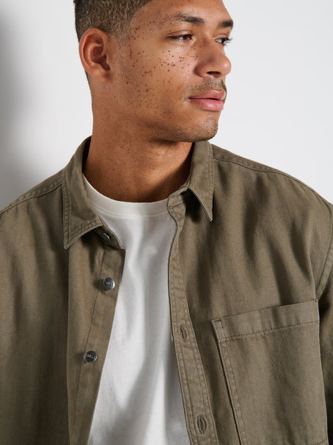 Sinsay Men's Olive Green Regular Fit Cotton Long Sleeve Shirt|Sinsay In Lebanon