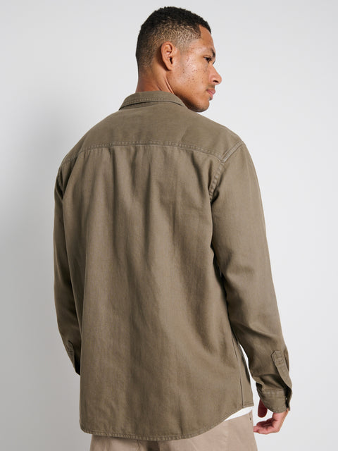 Sinsay Men's Olive Green Regular Fit Cotton Long Sleeve Shirt|Sinsay In Lebanon