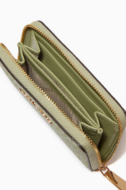 Michael Kors Women's Green Small Jet Set Card Case In Logo Canvas | Michael Kors In Lebanon