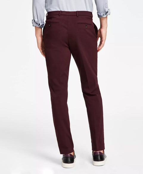 Tommy Hilfiger Men's Burgundy Modern-Fit Stretch Dress Fall Trouser | Tommy Hilfiger In Lebanon