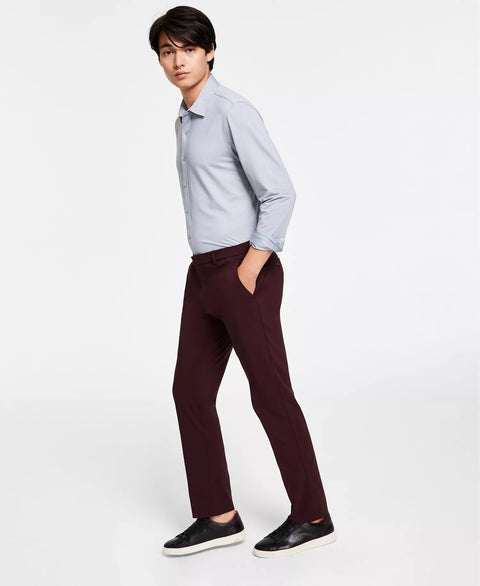 Tommy Hilfiger Men's Burgundy Modern-Fit Stretch Dress Fall Trouser | Tommy Hilfiger In Lebanon