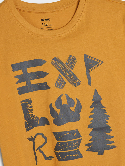 Sinsay Boy's Mustard Hiking Prints T-Shirt | Sinsay In Lebanon