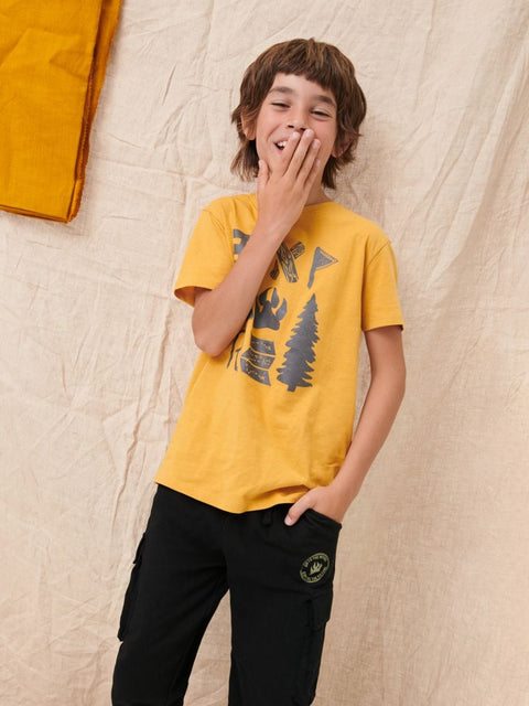 Sinsay Boy's Mustard Hiking Prints T-Shirt | Sinsay In Lebanon