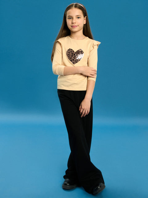Sinsay Baby Girl's Beige Long Sleeve Cotton Blouse With Sequins | Sinsay In Lebanon