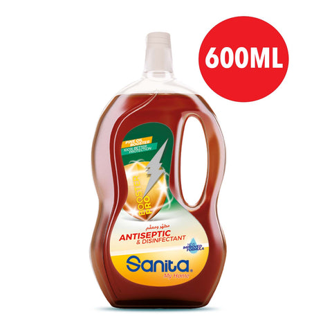 Sanita antiseptic and disinfectant bottle with a capacity of 600ml on a white background