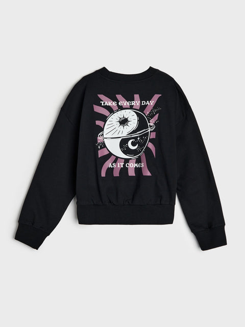 Sinsay Girl's Black Printed Sweatshirt | Sinsay In Lebanon