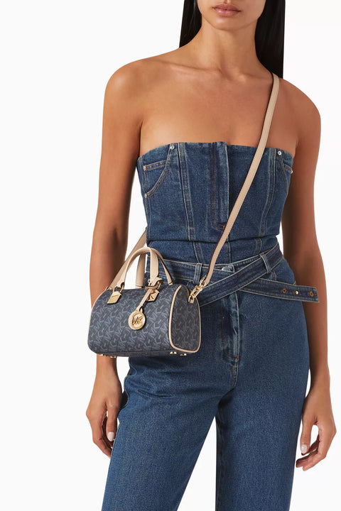 Michael Kors Women's Navy & Beige Small Empire Signature Logo Duffel Crossbody Bag | Michael Kors In Lebanon