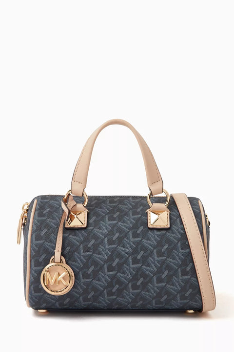 Michael Kors Women's Navy & Beige Small Empire Signature Logo Duffel Crossbody Bag | Michael Kors In Lebanon