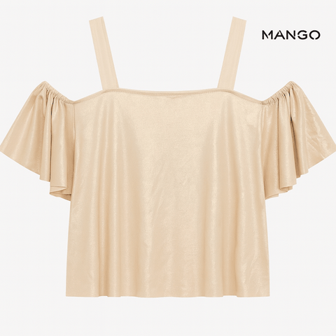 Mango Women's Gold Off-Shoulder Top| Mango in Lebanon