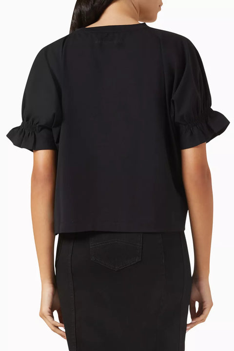 Emporio Armani Women's Black  Macro Eagle Logo T-shirt | Emporio Armani in Lebanon