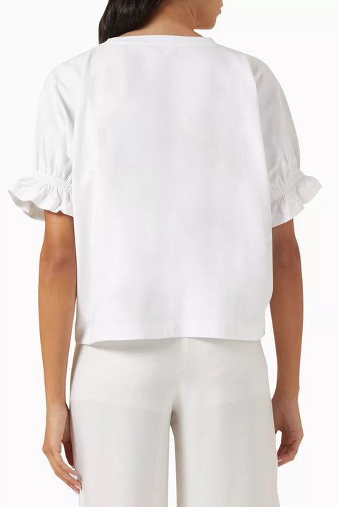 Emporio Armani Women's White  Macro Eagle Logo   T-shirt | Emporio Armani in Lebanon