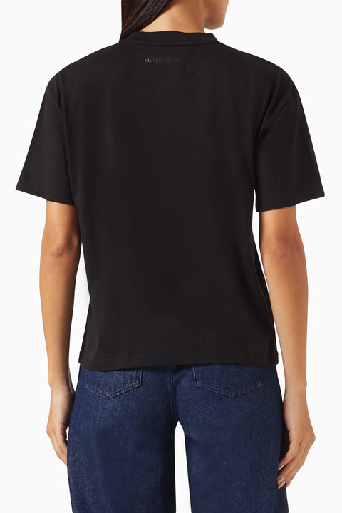 Emporio Armani Women's Black Appliqué Logo T-Shirt | Emporio Armani In Lebanon