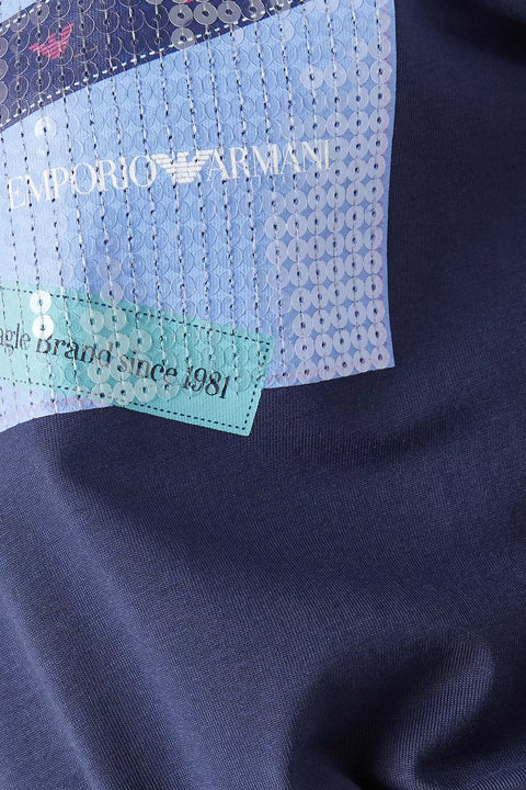 Emporio Armani Women's Navy Sequined T-Shirt | Emporio Armani In Lebanon