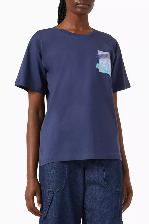 Emporio Armani Women's Navy Sequined T-Shirt | Emporio Armani In Lebanon