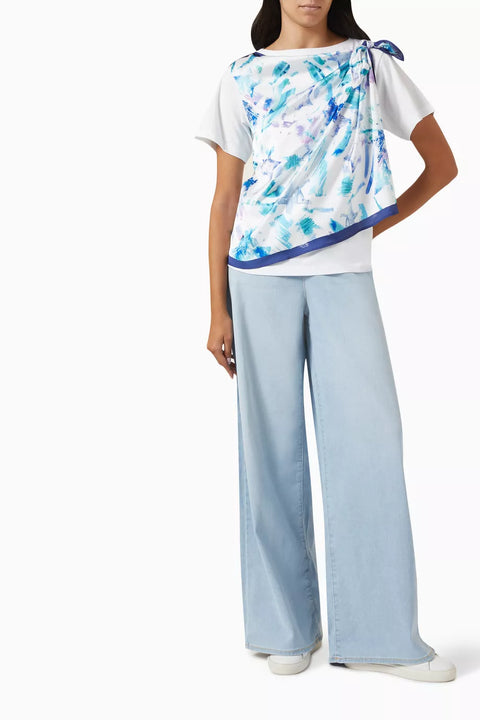Emporio Armani Women's White Scarf Effect  T-shirt | Emporio Armani in Lebanon