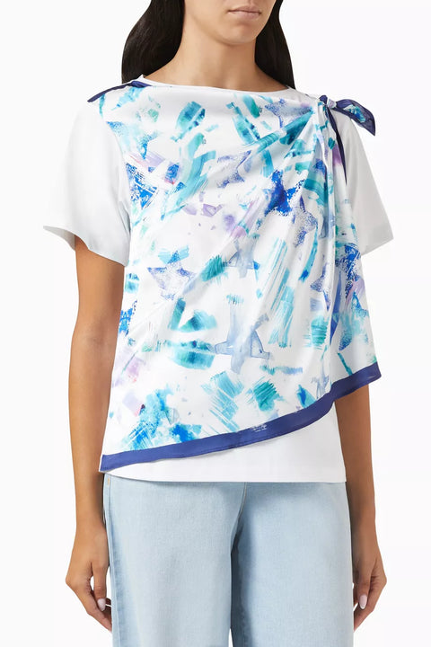 Emporio Armani Women's White Scarf Effect  T-shirt | Emporio Armani in Lebanon