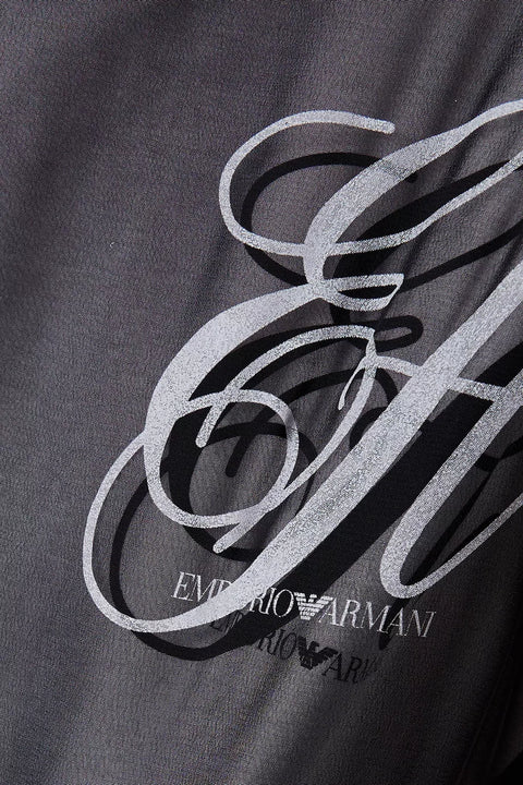 Emporio Armani Women's White /Black Logo Chiffon-layer  T-shirt | Emporio Armani in Lebanon