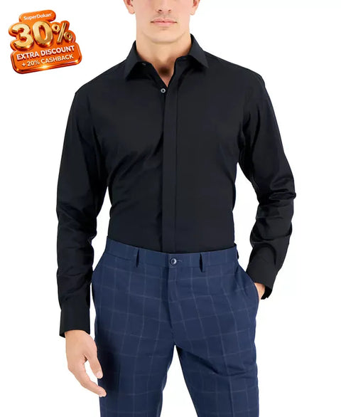 Alfani Men's Black Slim Fit Formal Convertible-Cuff Long Sleeve Shirt | Alfani In Lebanon
