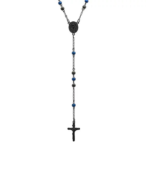 Steeltime Men's Black Ion Plating Stainless Steel Rosary Necklace | Steeltime In Lebanon