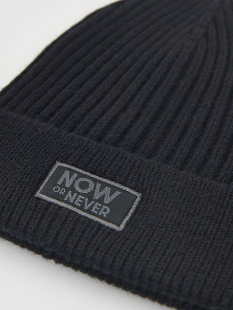 Reserved Boy's Black Rib Knit Beanie Hat | Reserved In Lebanon