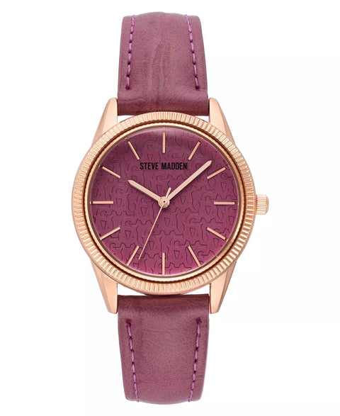 Steve Madden Women's Mauve Grain Pattern Leather Strap Watch, 36mm | Steve Madden In Lebanon