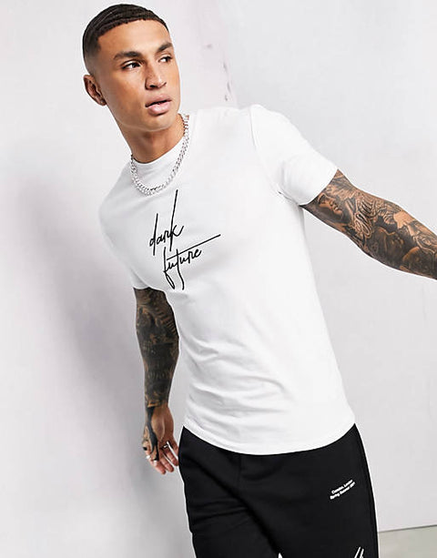 ASOS Dark Future Men's White T-Shirt AMF1953 (shr)