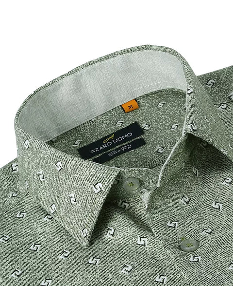 Azaro Uomo Men's Green Slim Fit Business Nautical Button Down Dress Shirt | Azaro Uomo In Lebanon