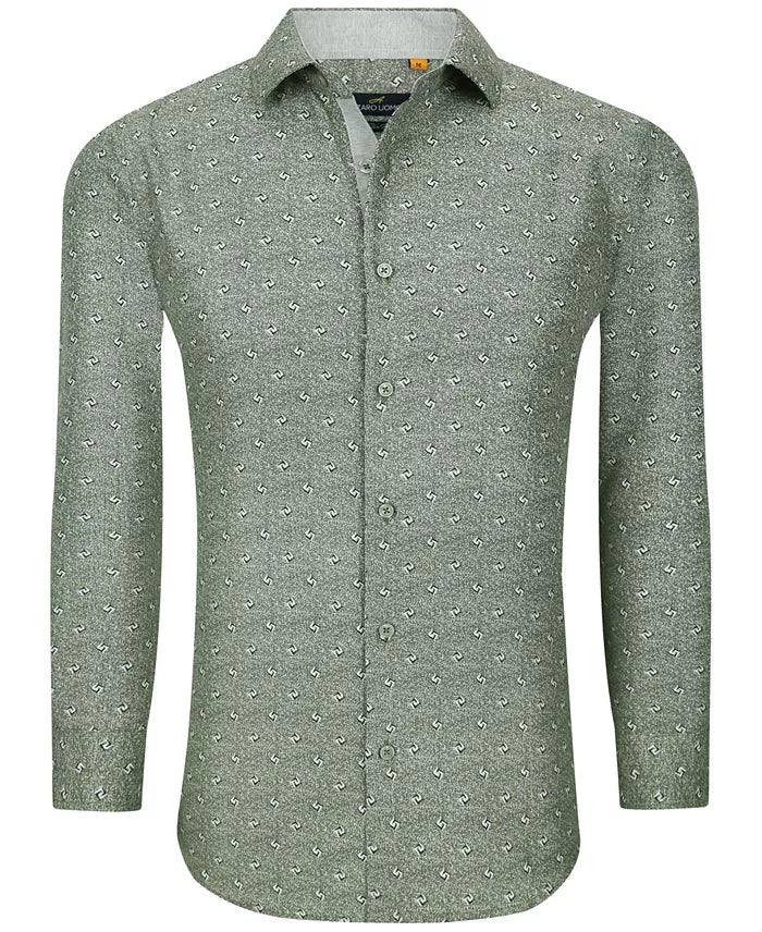 Azaro Uomo Men's Green Slim Fit Business Nautical Button Down Dress Shirt | Azaro Uomo In Lebanon