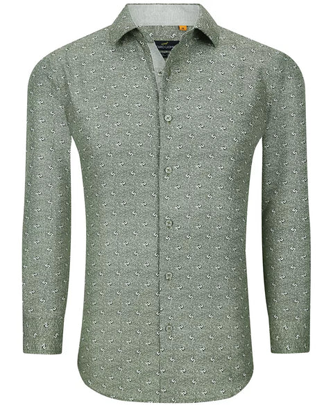 Azaro Uomo Men's Green Slim Fit Business Nautical Button Down Dress Shirt | Azaro Uomo In Lebanon