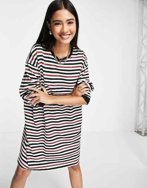 Asos Design Women's Multicolor Oversized Long-Sleeve Dress ANF2645