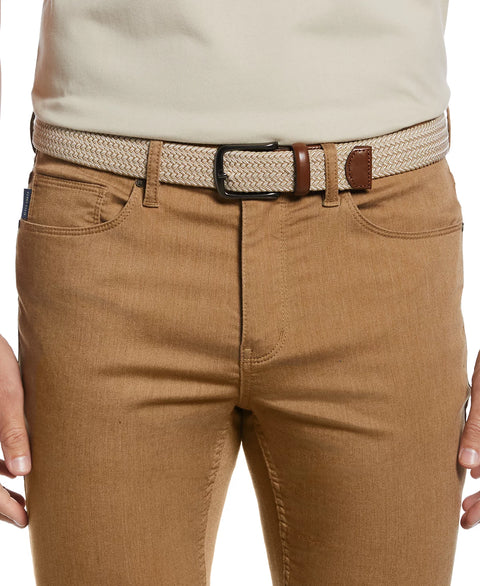 Perry Ellis Portfolio Men's Khaki Webbed Leather-Trim Belt | Perry Ellis Portfolio In Lebanon