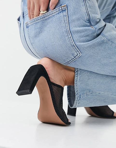 ASOS Design  Women's Black Heeled Slipper AMS395 SHR