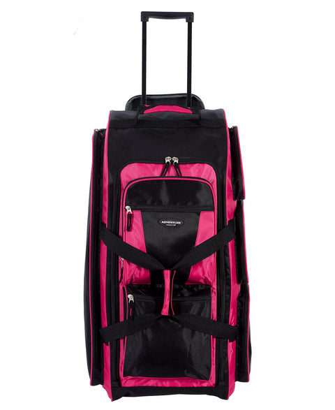Travelers Club Women's Black/ Pink 30" Adventure Upright Rolling Duffel Suitcase |Travelers Club in Lebanon