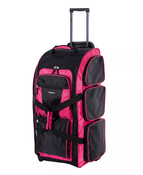 Travelers Club Women's Black/ Pink 30" Adventure Upright Rolling Duffel Suitcase |Travelers Club in Lebanon
