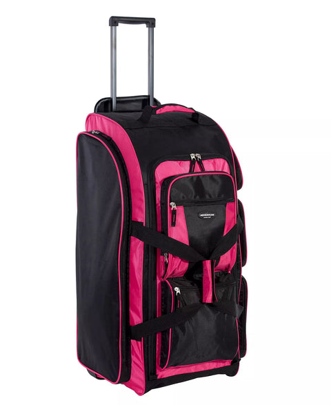 Travelers Club Women's Black/ Pink 30" Adventure Upright Rolling Duffel Suitcase |Travelers Club in Lebanon