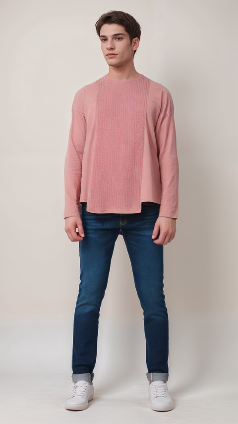 ASOS Design Men's Light Rose Long Sleeve T-Shirt AMF457 s