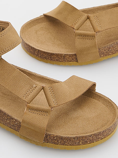 Reserved Women's Beige Combined Materials Classic-Cut Velcro Sandals | Reserved In Lebanon
