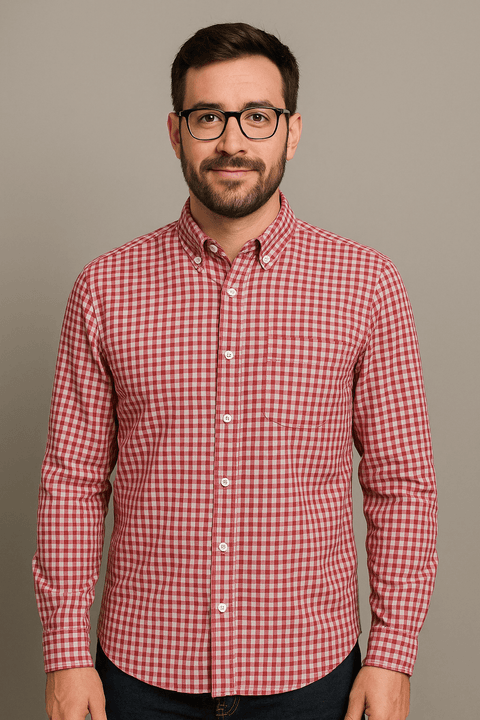 Club Room Men's Red Merk Stretch Long Sleeve Shirt ABF4685