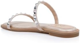 Jewel Badgley Mischka Women's Silver Honesty Flat Gemstone-Studded Straps Slipper | Jewel Badgley Mischka in Lebanon